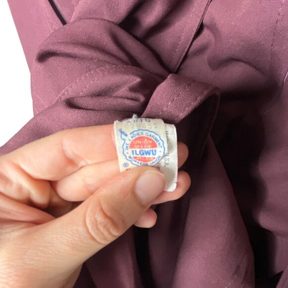 Vintage ILGWU Union Made Purple Maroon Wool Lined Long Peacoat 70s Made in USA - Picture 8 of 8